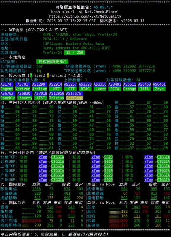 MJJ新款娱乐脚本bash <(curl -Ls Net.Check.Place)